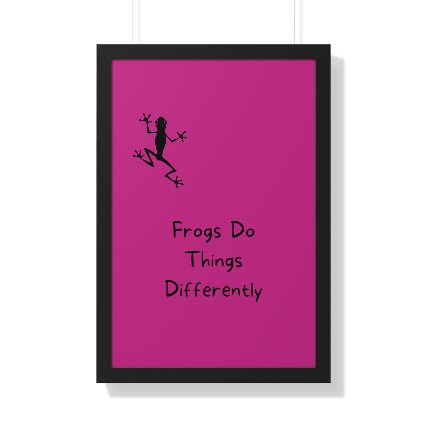 Pink Frog - Framed Vertical Poster - Climb The Walls - Gift