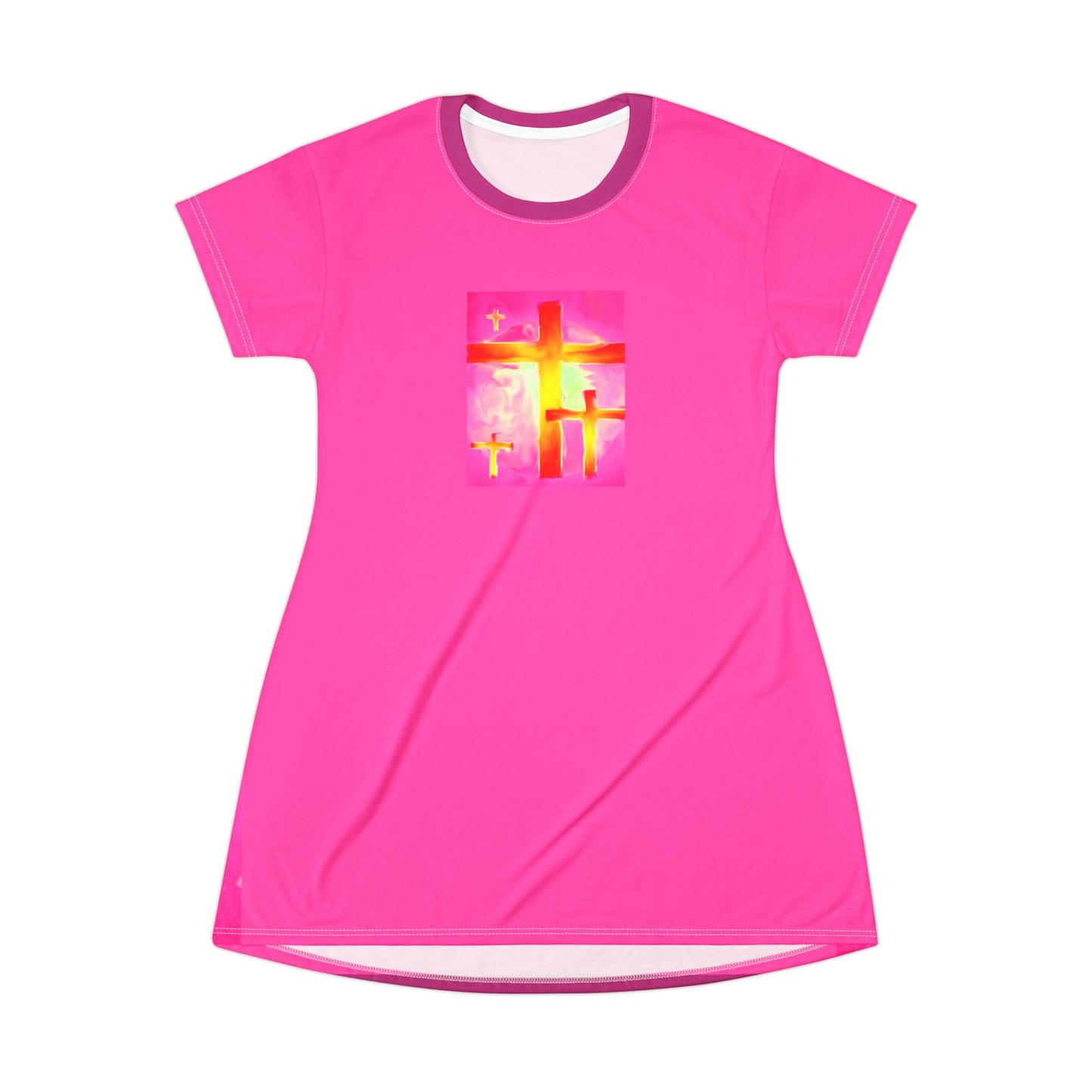 T-Shirt Dress | Pink Frog - Cross Art