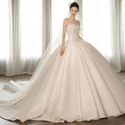 Wedding Dress | Strapless Dress With A Big Train